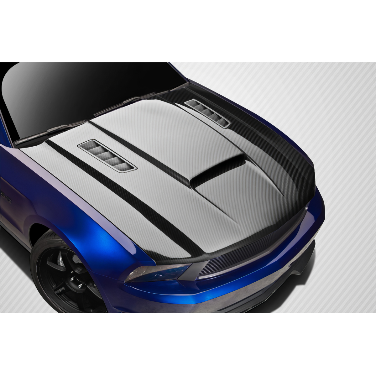 Modify your Ford Mustang 2010 with our Exterior/Hoods - Top-down view of a custom hood design