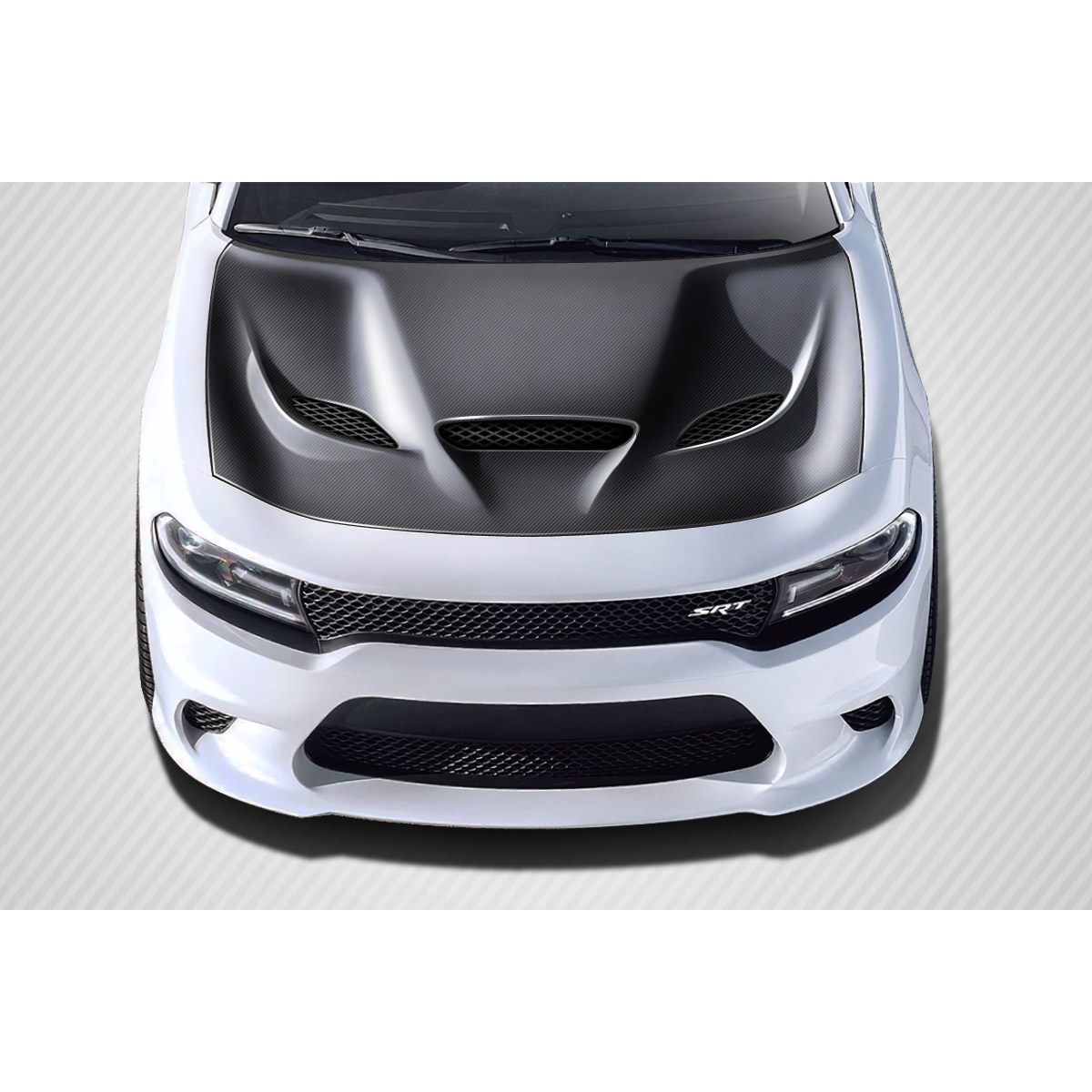 Modify your Dodge Charger 2015 with our Exterior/Hoods - Top down view of a car hood design