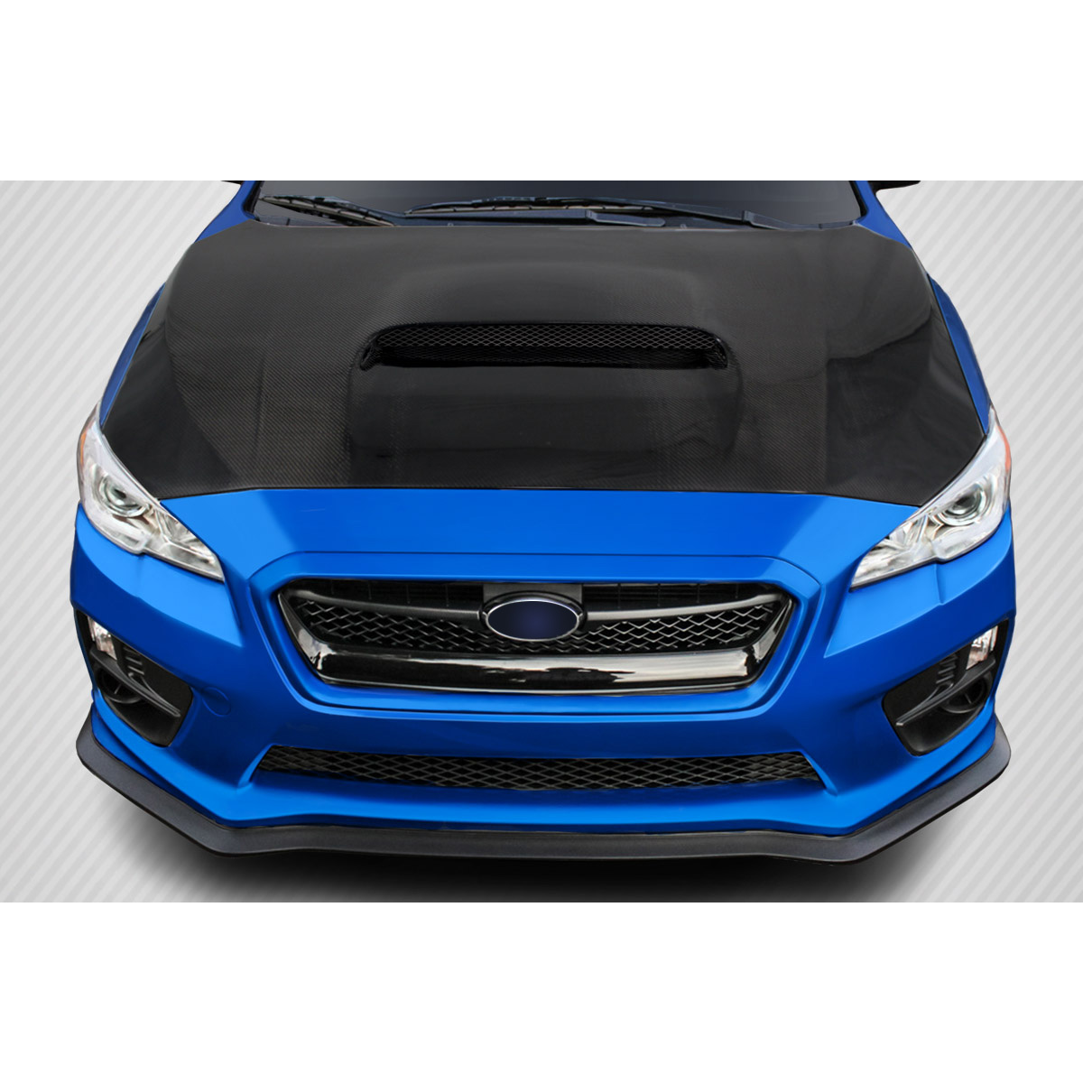 Modify your Subaru WRX 2015 with our Exterior/Hoods - Front view of car hood at a slight angle