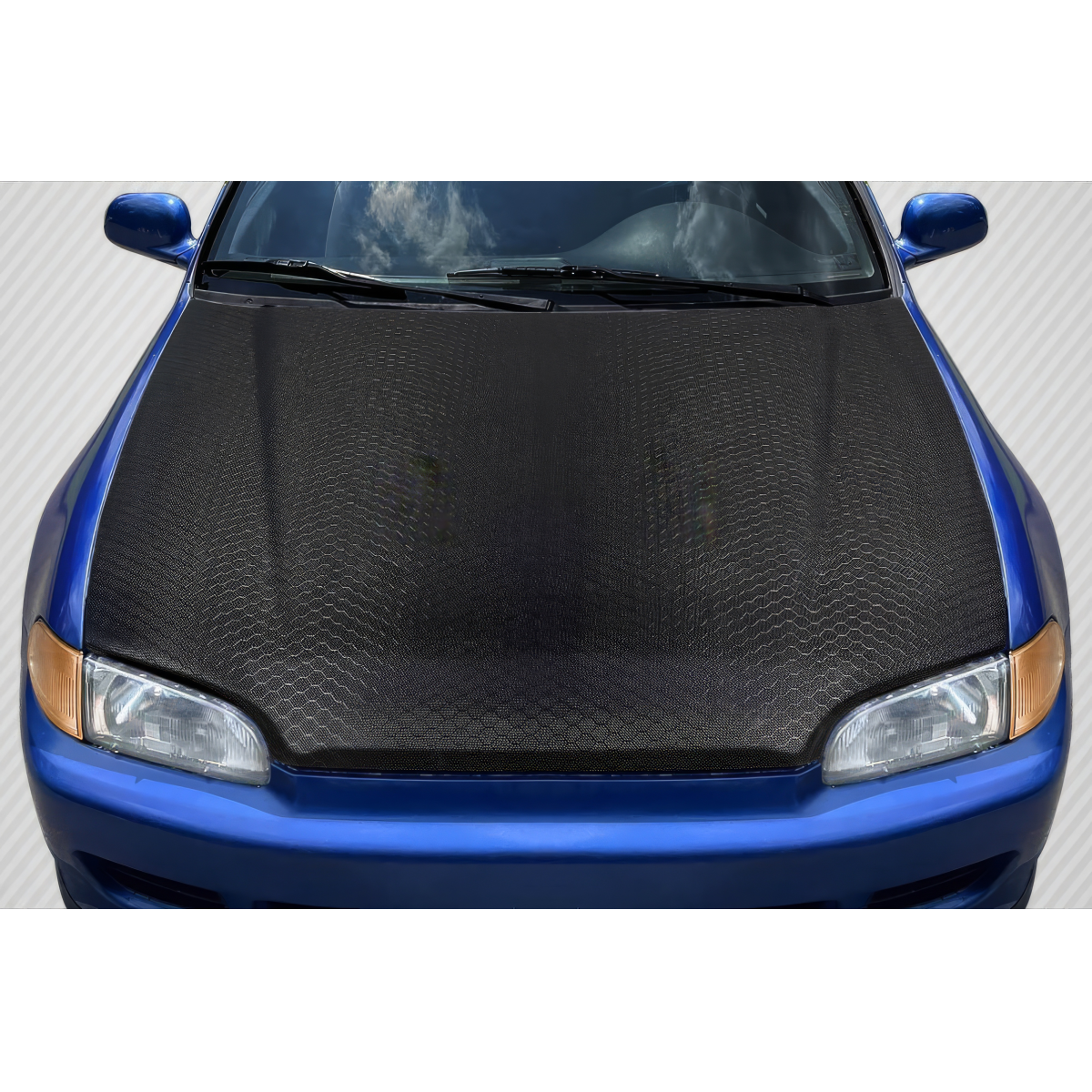 Modify your Honda Civic 1992 with our Exterior/Hoods - Viewed from the front top angle