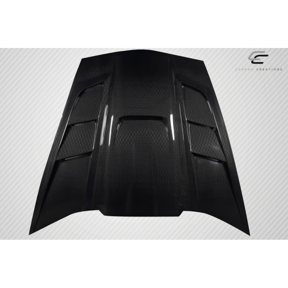 Modify your Chevrolet Corvette 2005 with our Exterior/Hoods - Top view of the hood part at a flat angle