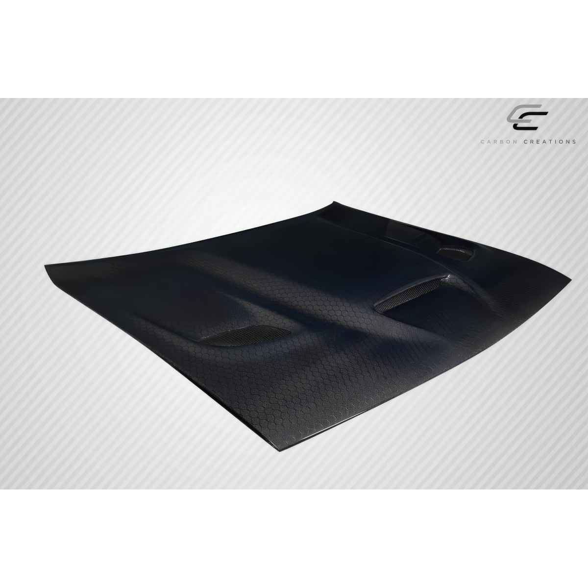 Modify your Dodge Challenger 2008 with our Exterior/Hoods - Top down view of car hood angled slightly
