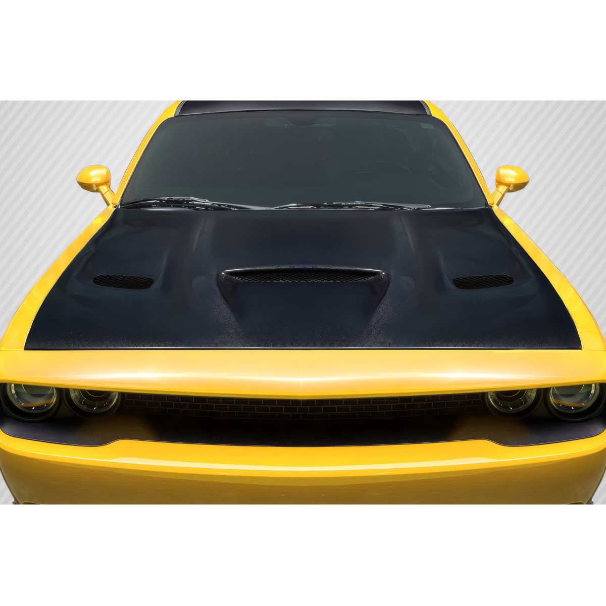 Modify your Dodge Challenger 2008 with our Exterior/Hoods - Top view of the hood from a slight angle