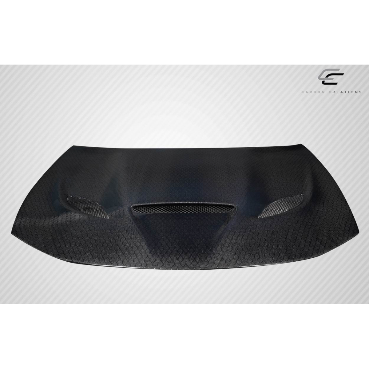 Modify your Dodge Charger 2015 with our Exterior/Hoods - Front view of carbon fiber hood part