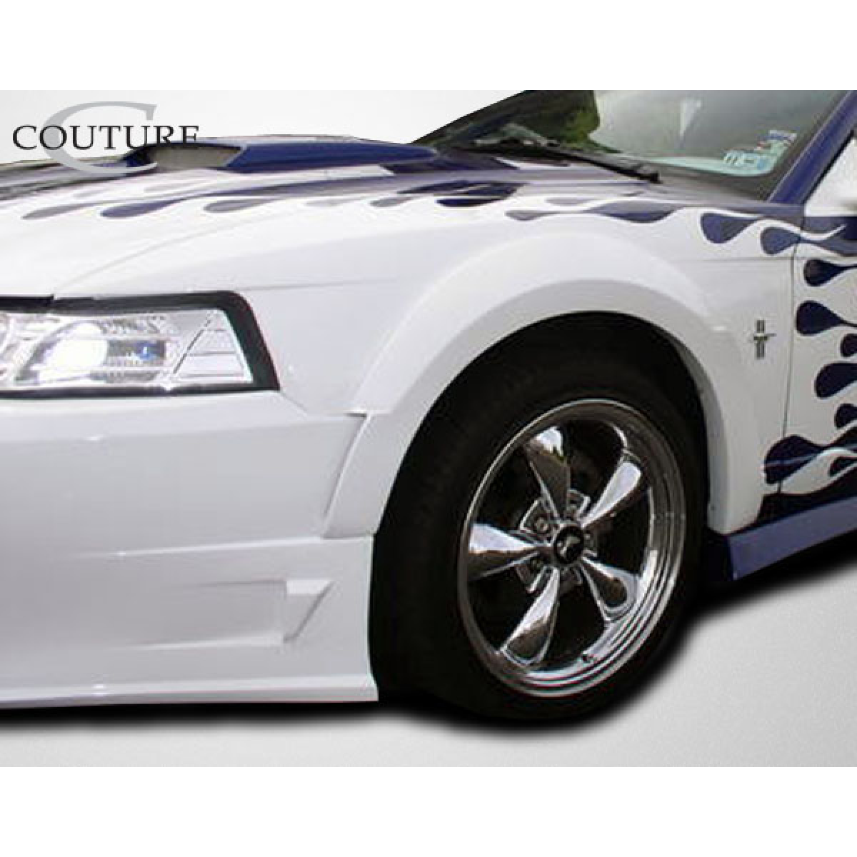 Modify your Ford Mustang 1999 with our Exterior/Fenders - Angled view of car front fender flares