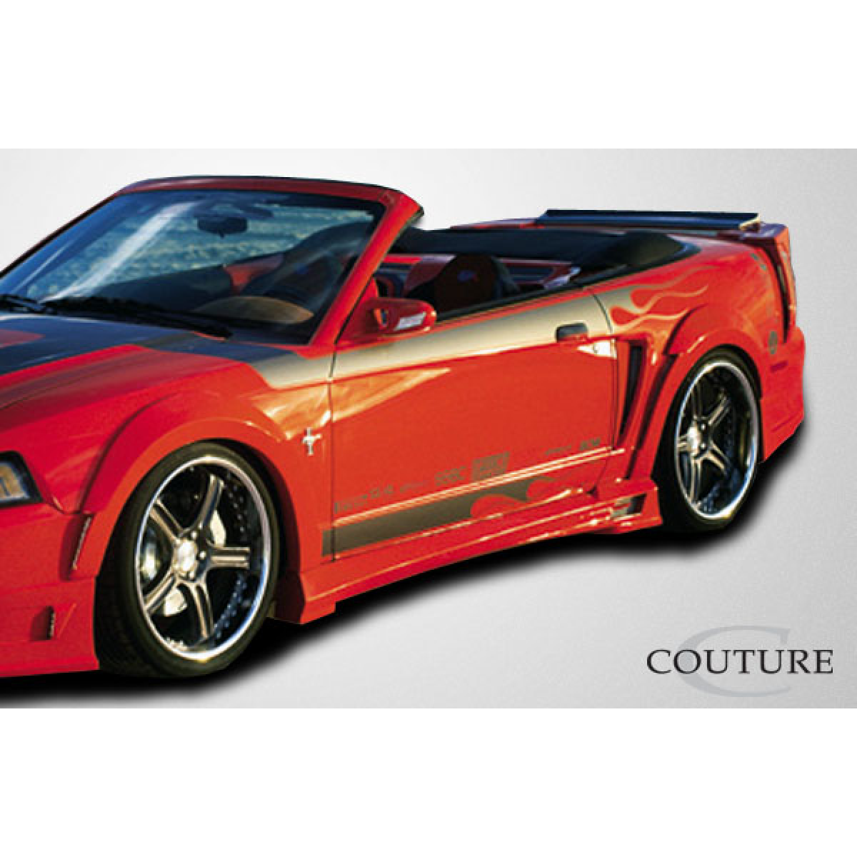 Modify your Ford Mustang 1999 with our Exterior/Fenders - Side angle view of custom car fender flares