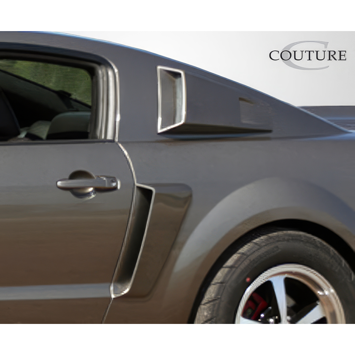 Modify your Ford Mustang 2005 with our Exterior/Scoops - Side angle showing window scoop louvers design