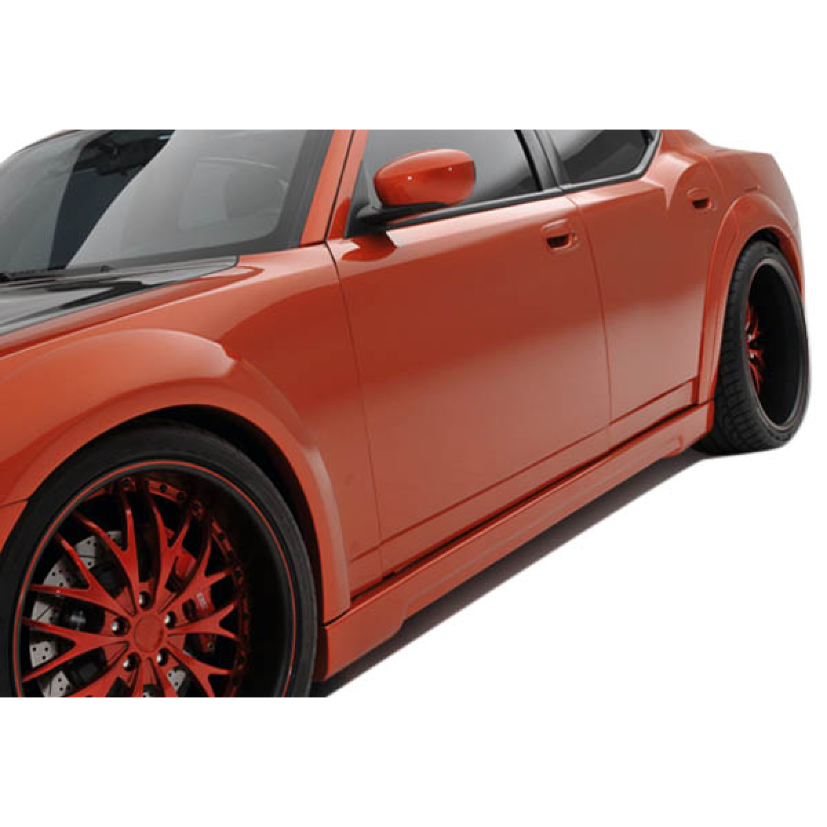 Modify your Dodge Charger 2006 with our Exterior/Side Skirts - Side angle showing lower car body and wheels