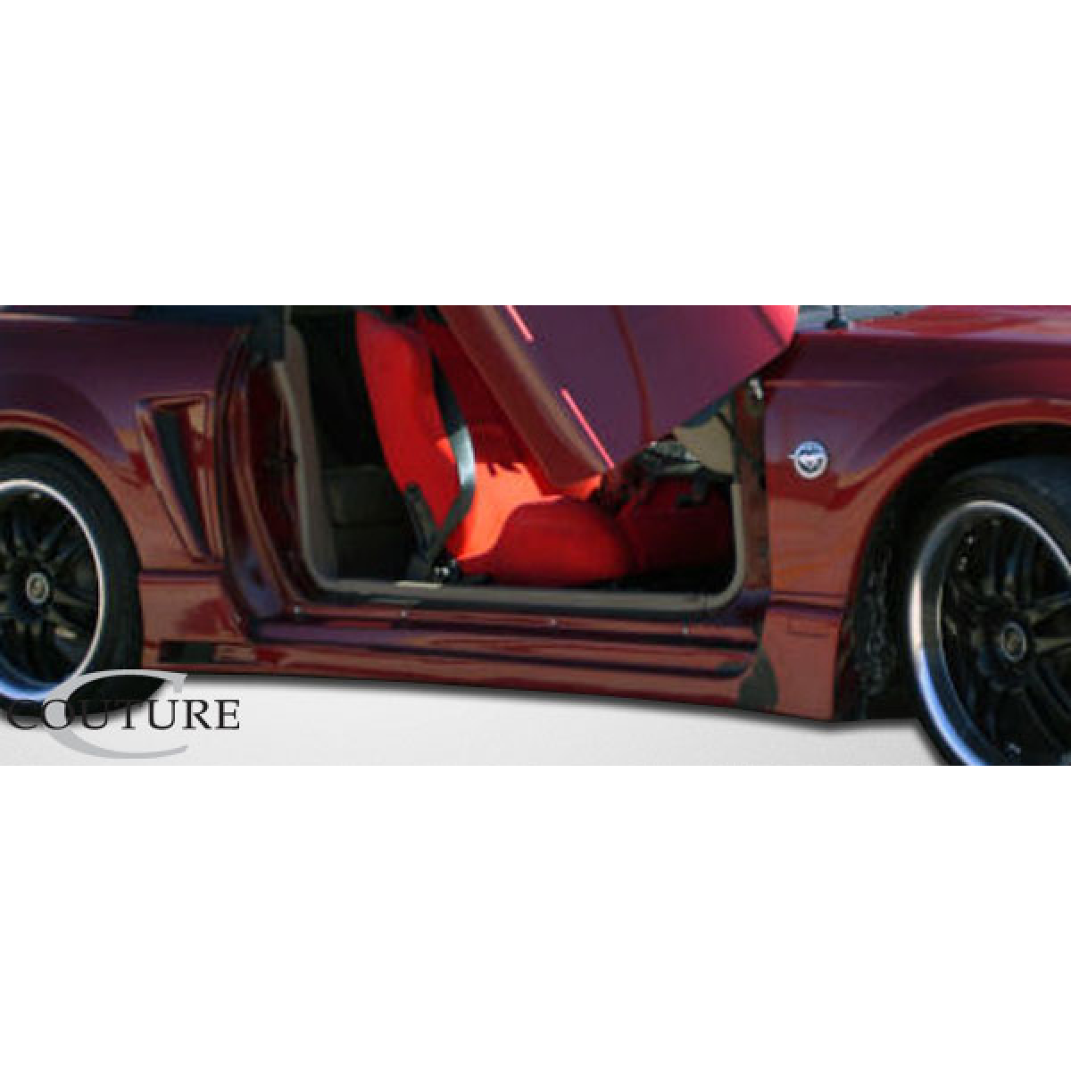 Modify your Ford Mustang 1999 with our Exterior/Side Skirts - Side angle view showing inside of Mustang car