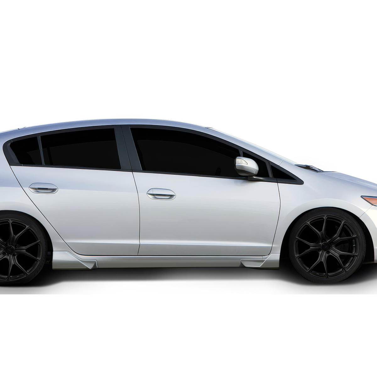 Modify your Honda Insight 2010 with our Exterior/Side Skirts - Side view angle of vehicle with skirts visible