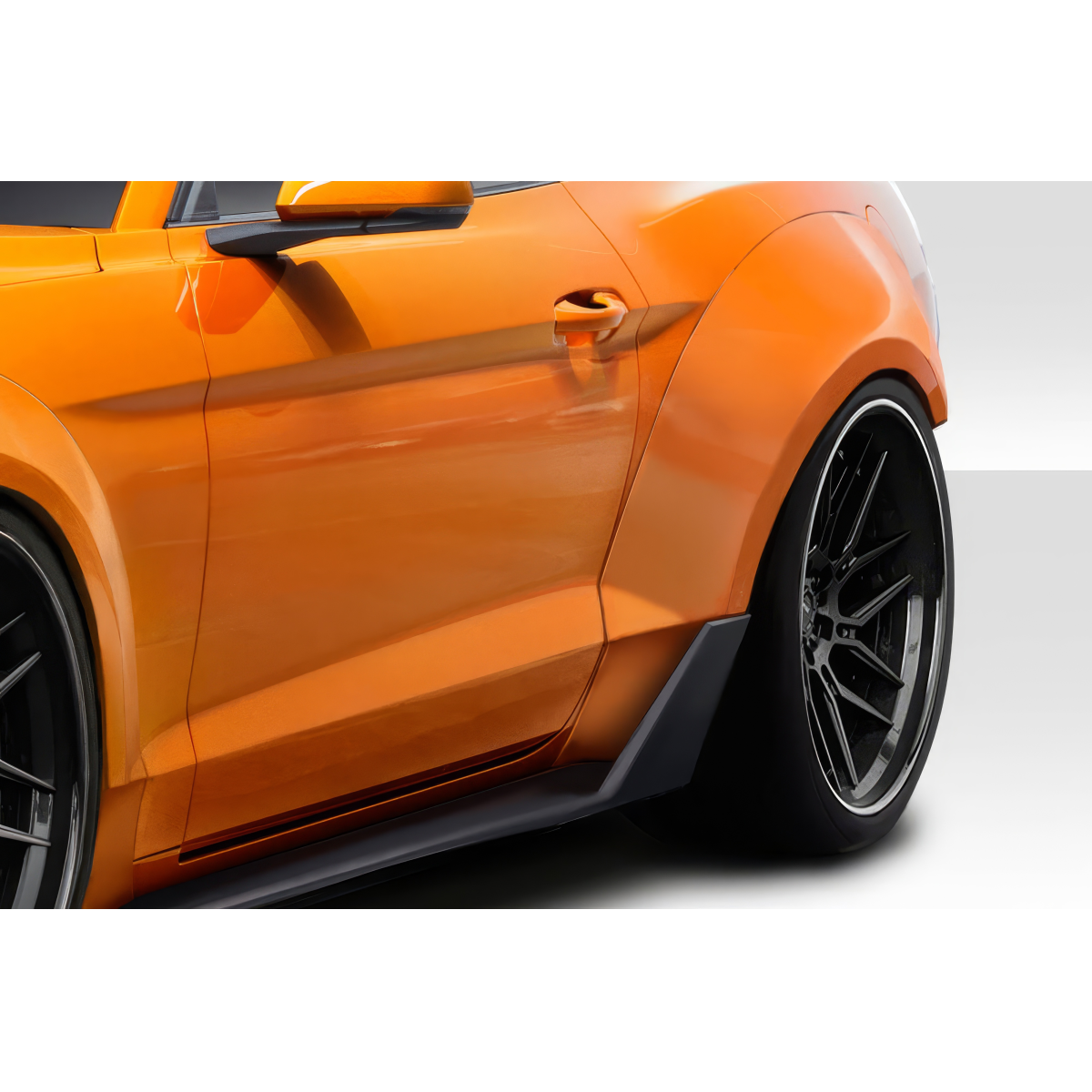 Modify your Ford Mustang 2015 with our Exterior/Fenders - Angled view of rear fender flares on Mustang