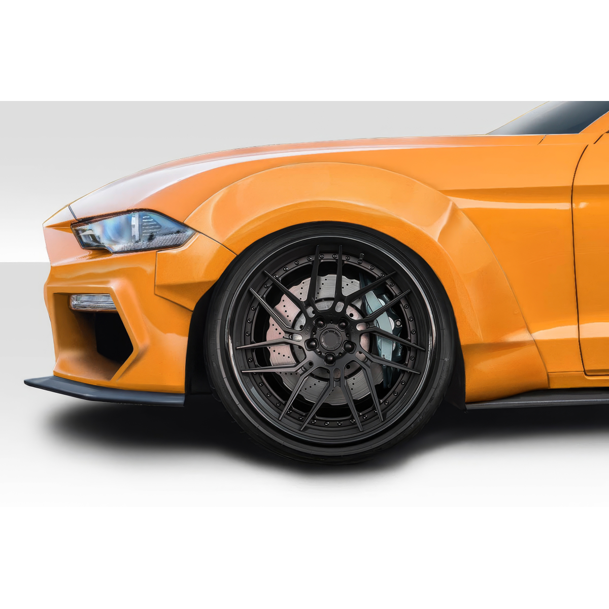 Modify your Ford Mustang 2018 with our Exterior/Complete Body Kits - Front three quarter angle view of body kit