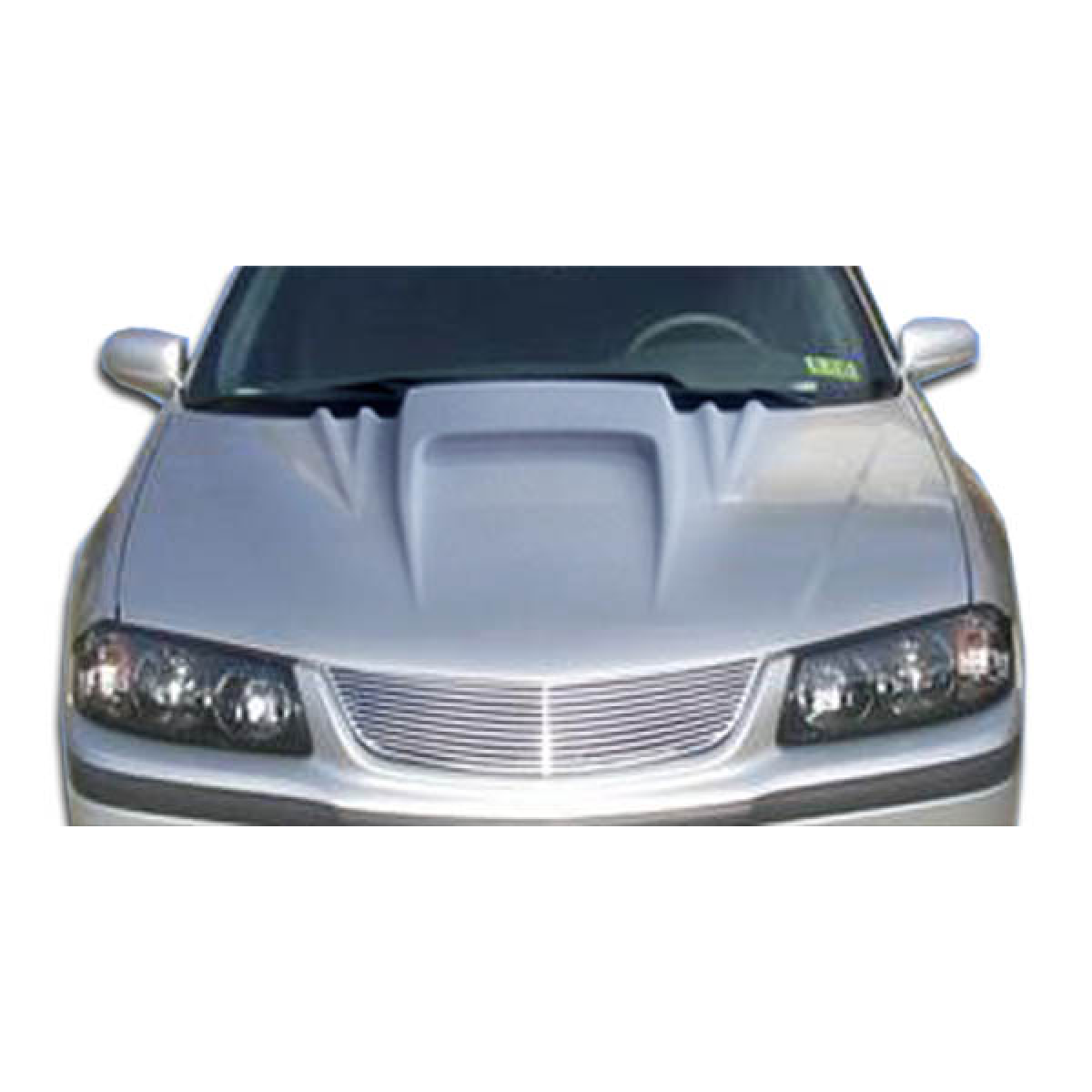 Modify your Chevrolet Impala 2000 with our Exterior/Hoods - Front view of a custom car hood at zero degrees