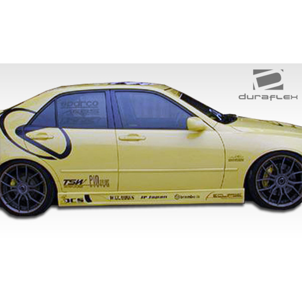 Modify your Lexus IS Series 2000 with our Exterior/Side Skirts - Side angle view of vehicle showing side skirts