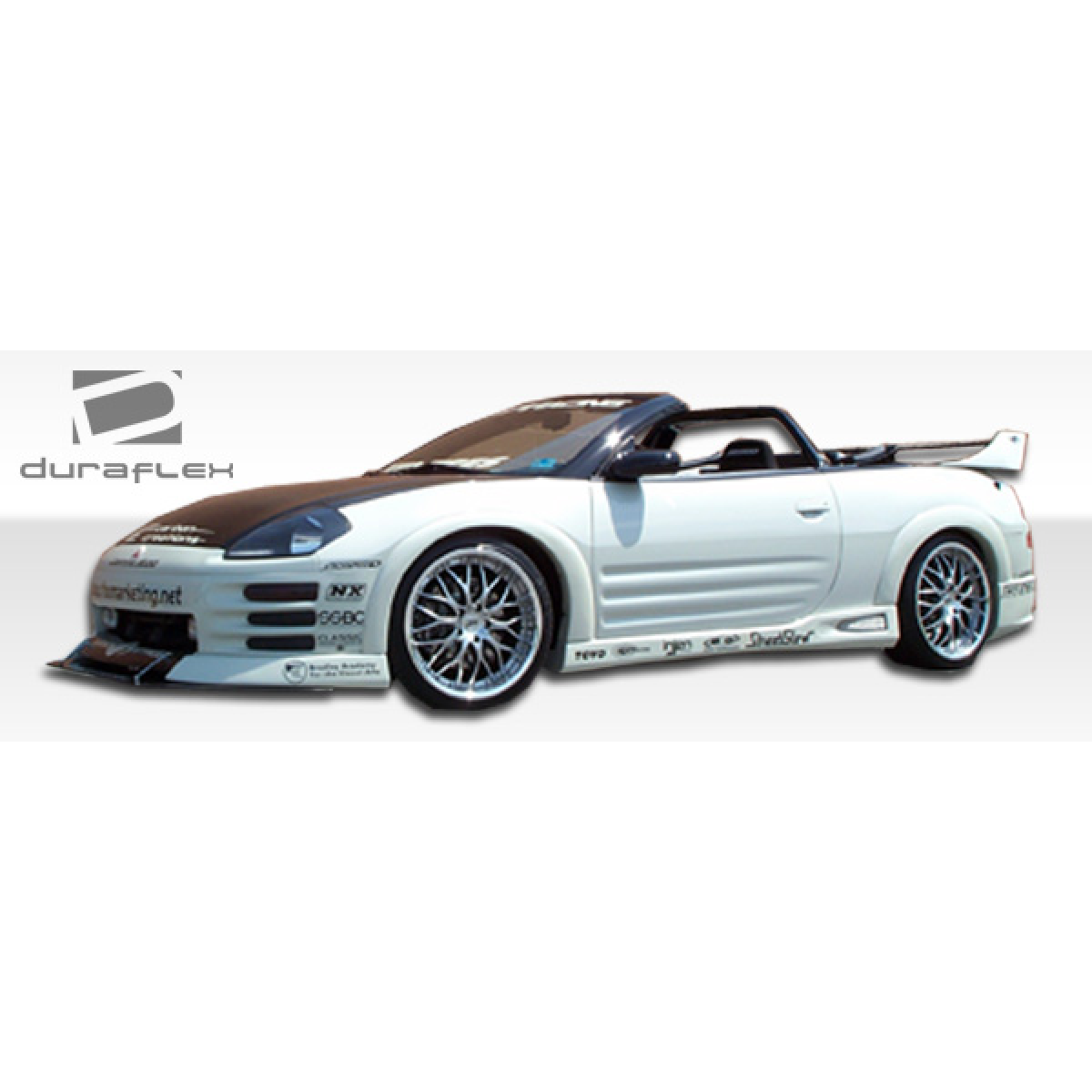 Modify your Mitsubishi Eclipse 2003 with our Exterior/Complete Body Kits - Side angle of vehicle showing fender flares