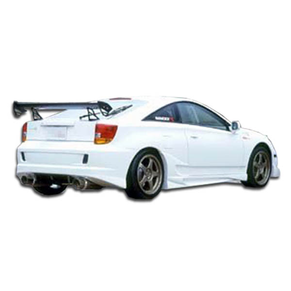 Modify your Toyota Celica 2000 with our Exterior/Rear Bumpers or Lips - Rear angle view of white Toyota Celica