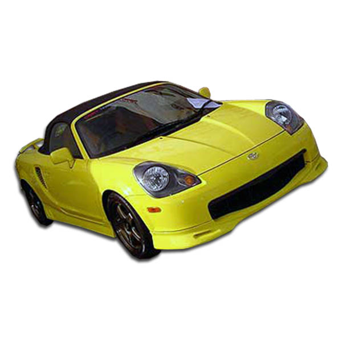 Modify your Toyota MR2 2000 with our Exterior/Front Bumpers or Lips - Front angle view of a yellow Toyota MR2 Spyder