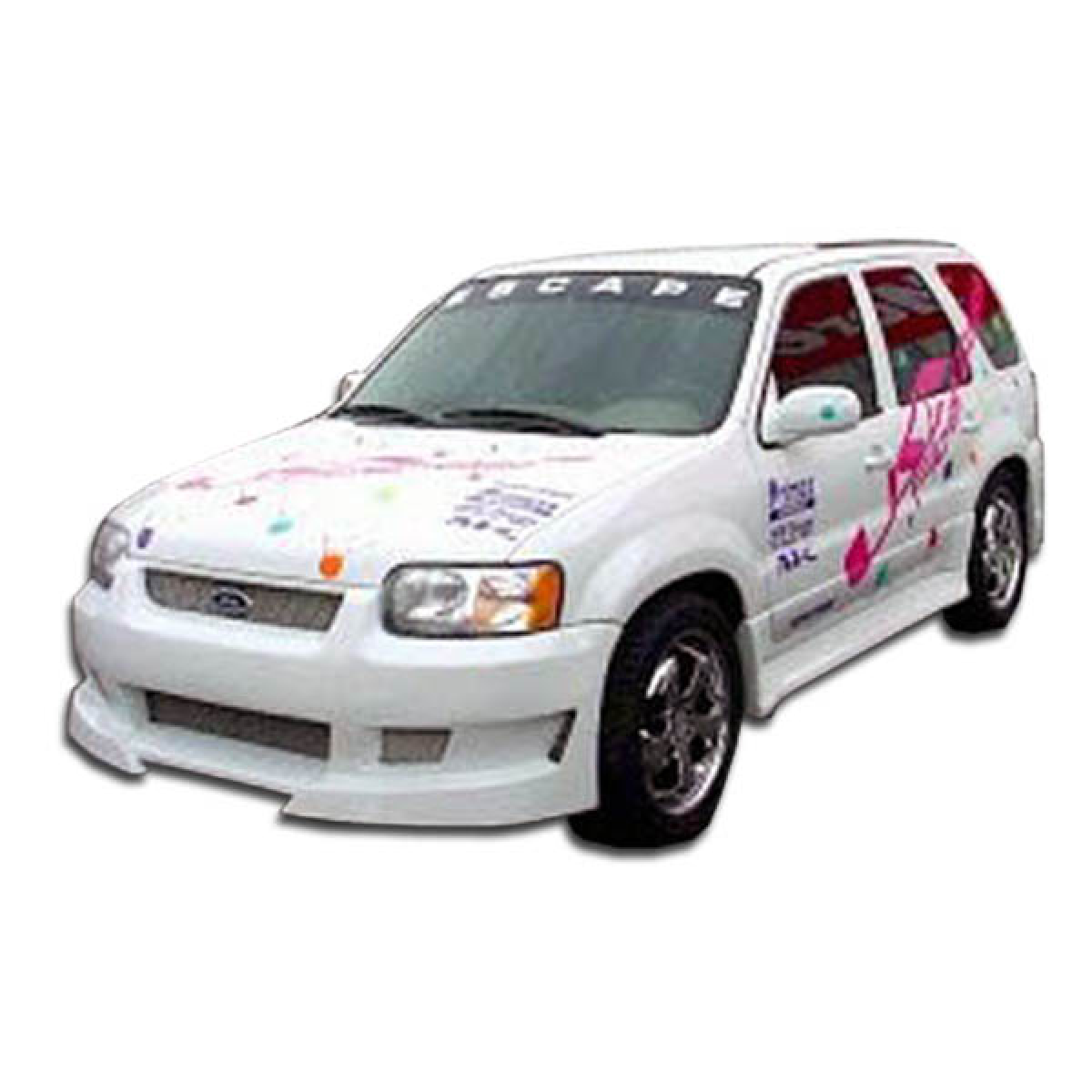 Modify your Ford Escape 2001 with our Exterior/Side Skirts - Front angle of vehicle showing side skirts