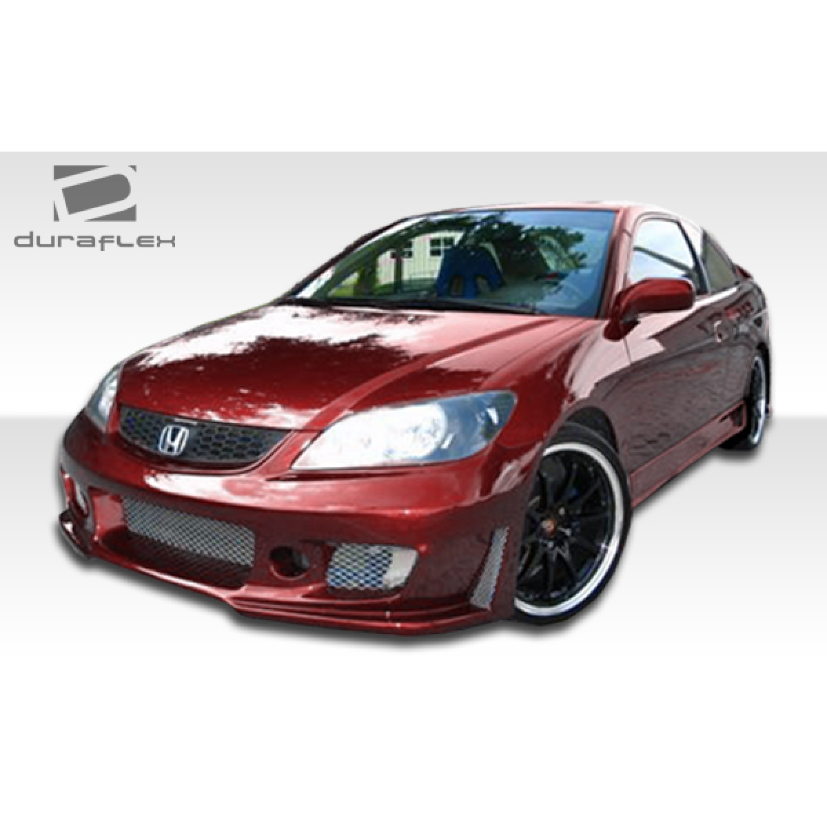 Modify your Honda Civic 2001 with our Exterior/Side Skirts - The image shows a red Honda Civic from a front angle.