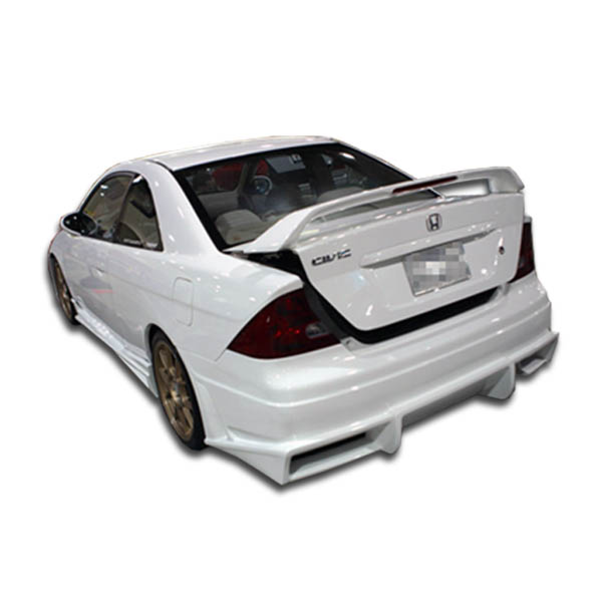 Modify your Honda Civic 2001 with our Exterior/Rear Bumpers or Lips - Rear angle view of the vehicle part