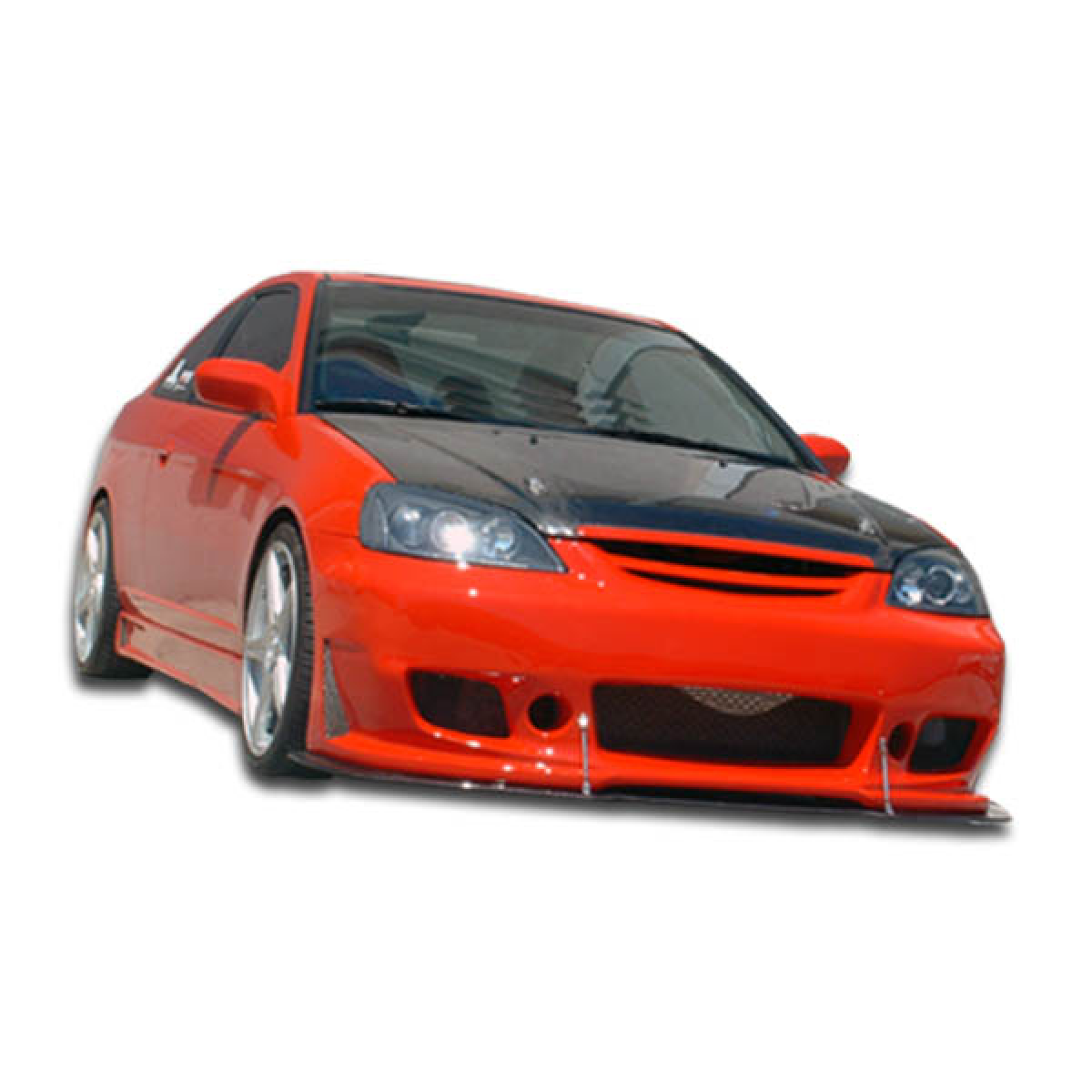 Modify your Honda Civic 2001 with our Exterior/Front Bumpers or Lips - Front angle view of a modified honda civic