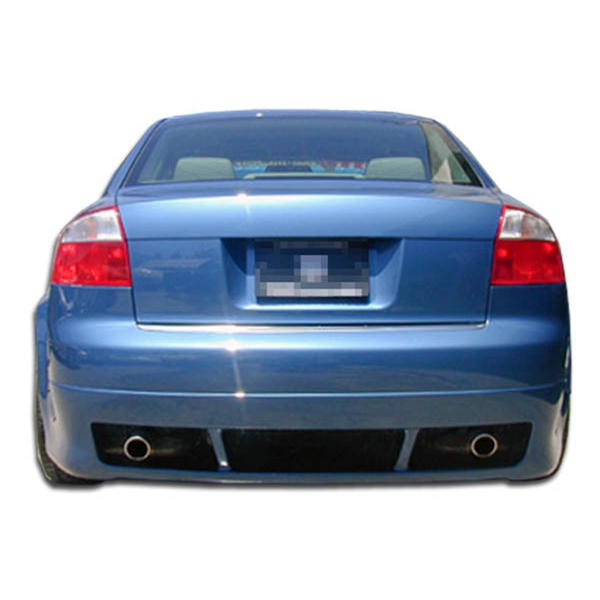 Modify your Audi A4 2002 with our Exterior/Rear Bumpers or Lips - View from directly behind the vehicle