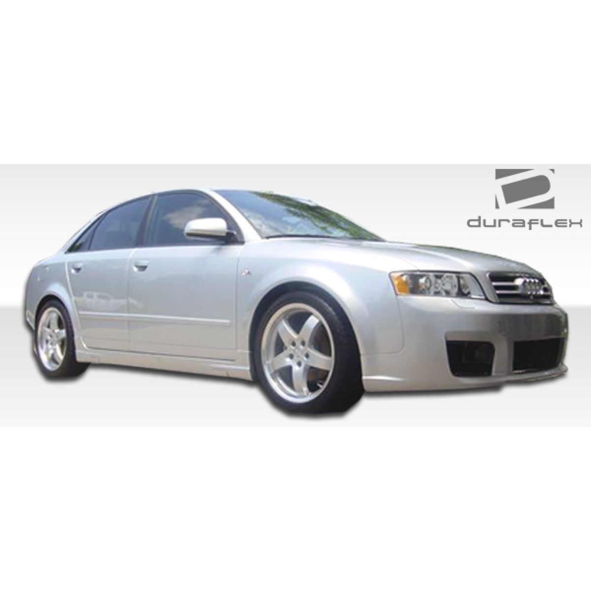 Modify your Audi A4 2006 with our Exterior/Complete Body Kits - Side angle view of Audi A4 showing side skirts