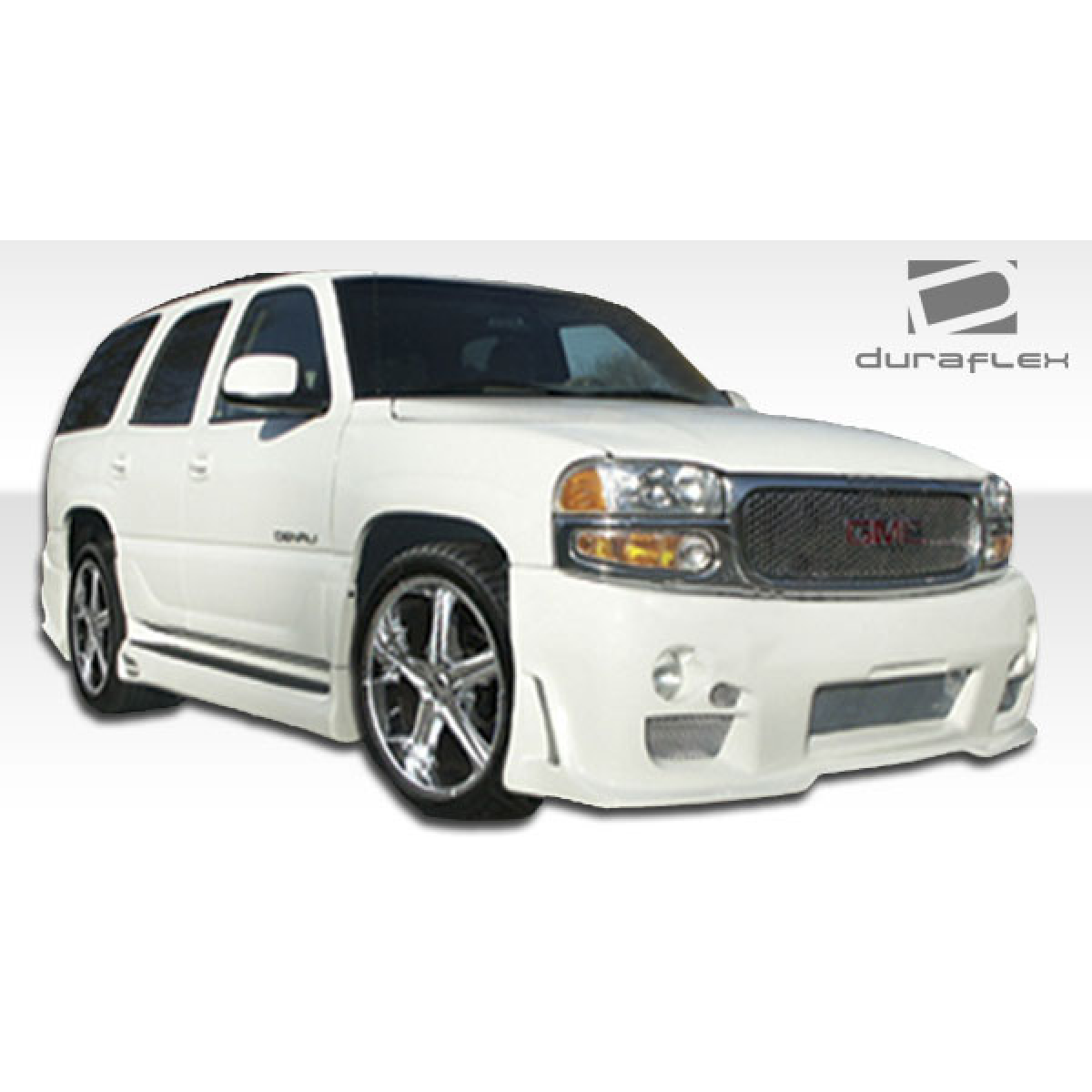 Modify your GMC Yukon Denali 2001 with our Exterior/Complete Body Kits - Front right angle view of a white GMC Yukon Denali XL