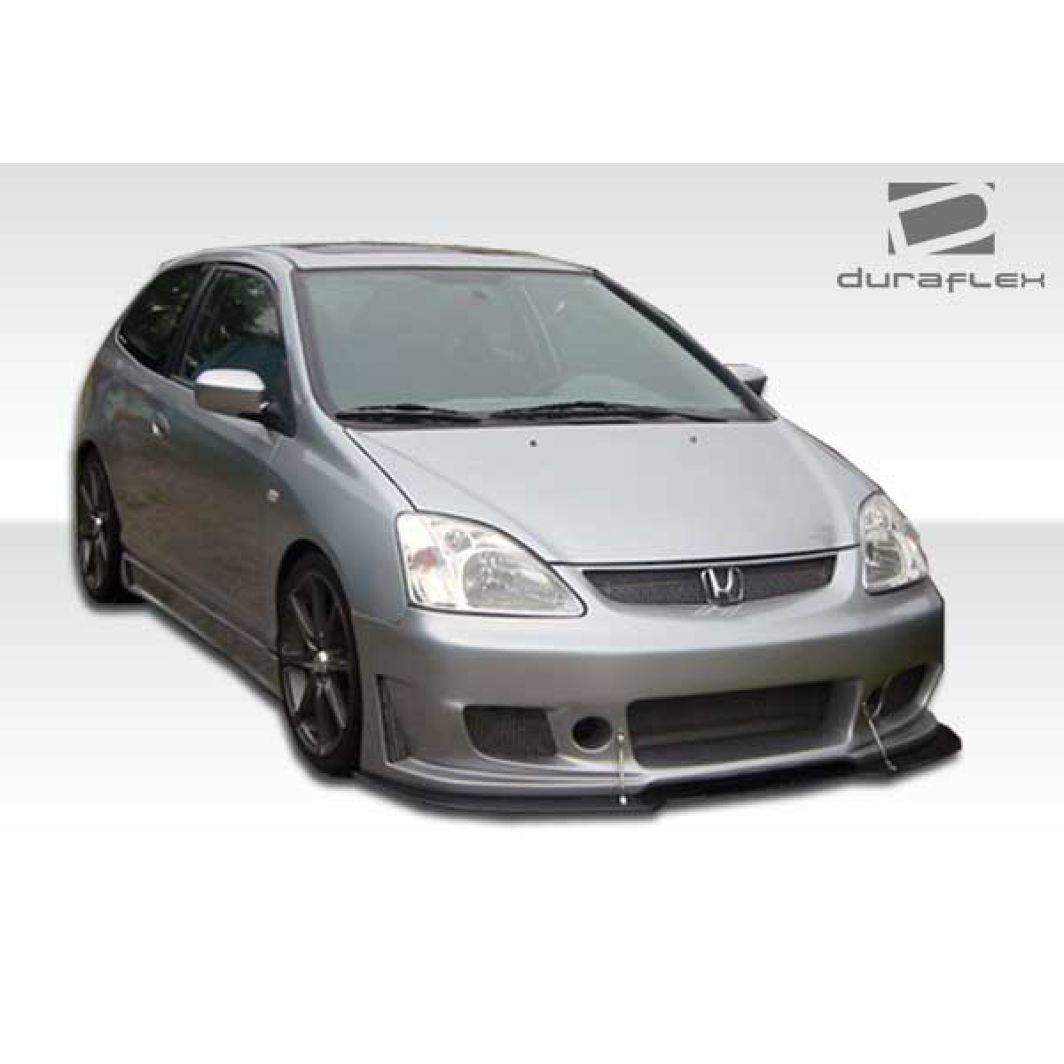 Modify your Honda Civic 2002 with our Exterior/Front Bumpers or Lips - Front view angled downward of vehicle part