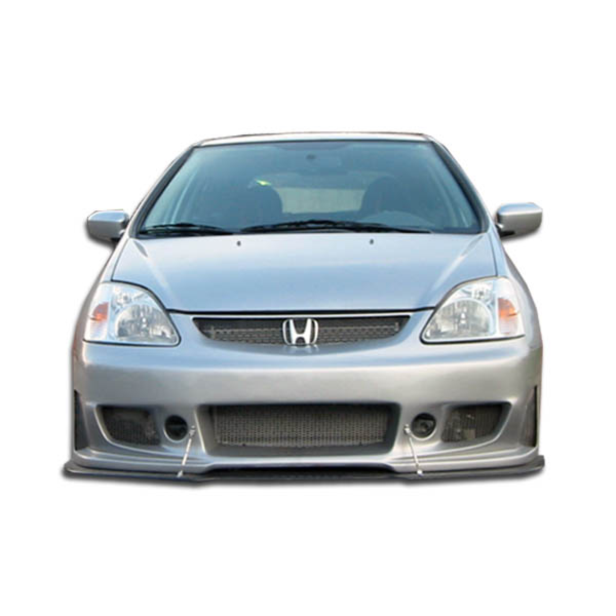 Modify your Honda Civic 2002 with our Exterior/Front Bumpers or Lips - Front view of the bumper part displayed flat