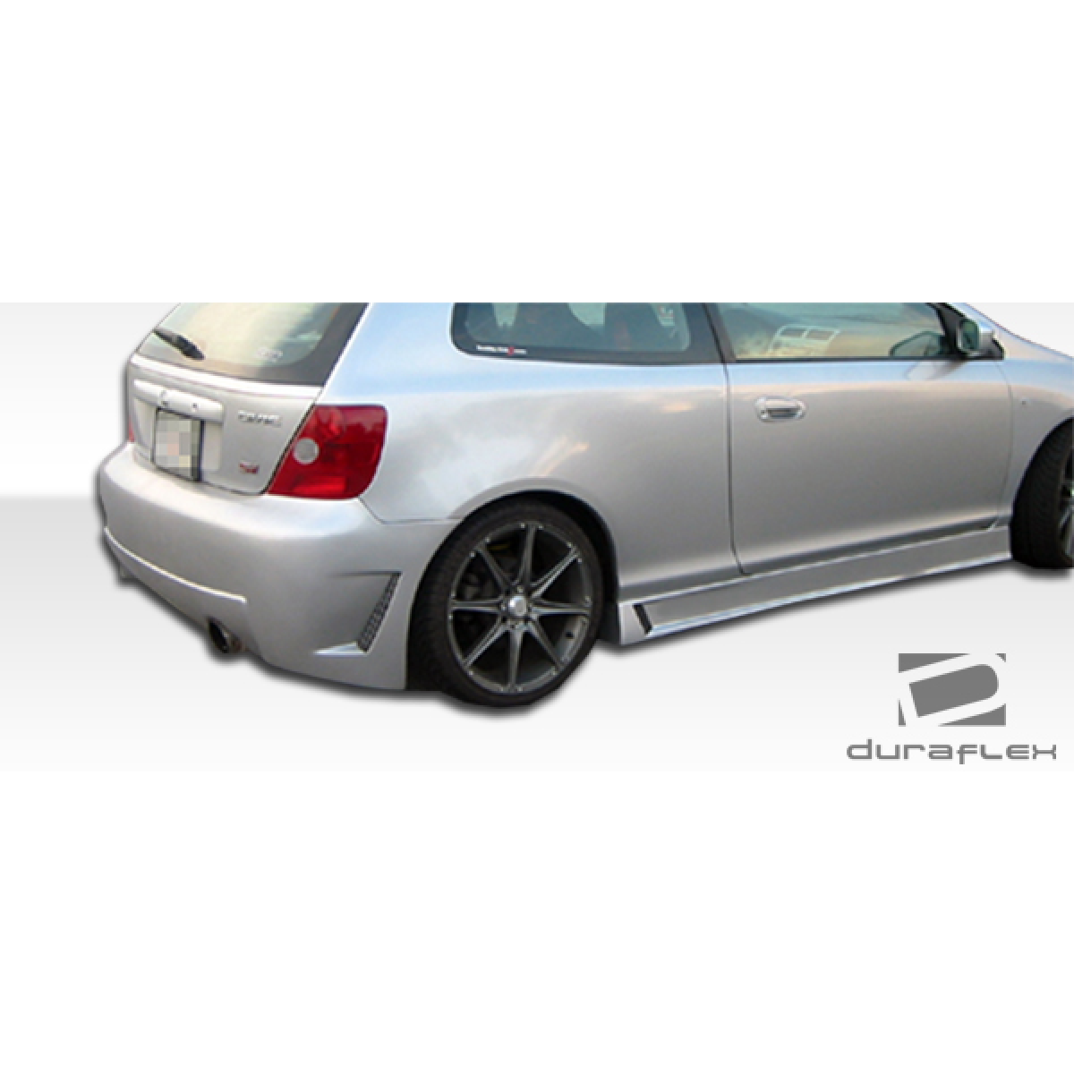 Modify your Honda Civic 2002 with our Exterior/Rear Bumpers or Lips - Angle shows rear side view of the vehicle