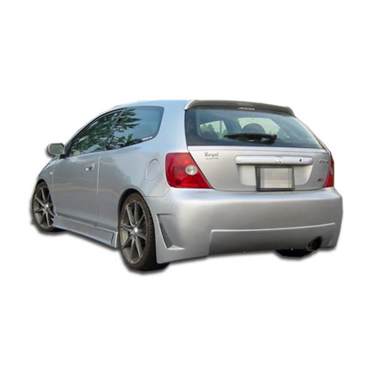 Modify your Honda Civic 2002 with our Exterior/Rear Bumpers or Lips - The part is shown from a low rear angle