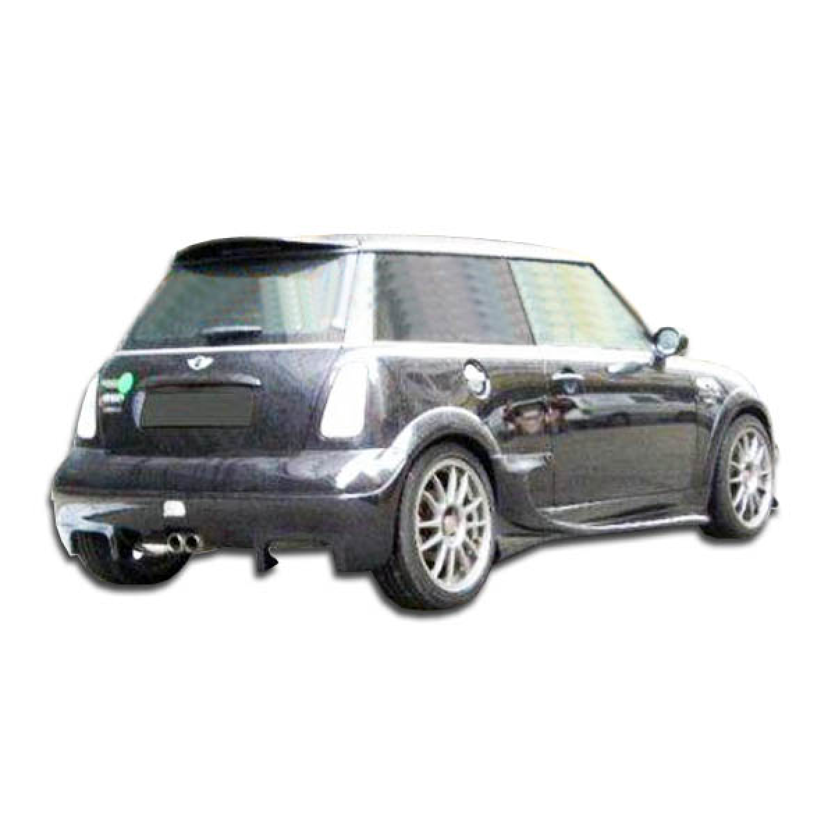 Modify your Mini Cooper 2002 with our Exterior/Rear Bumpers or Lips - Viewed from the rear at a slight angle