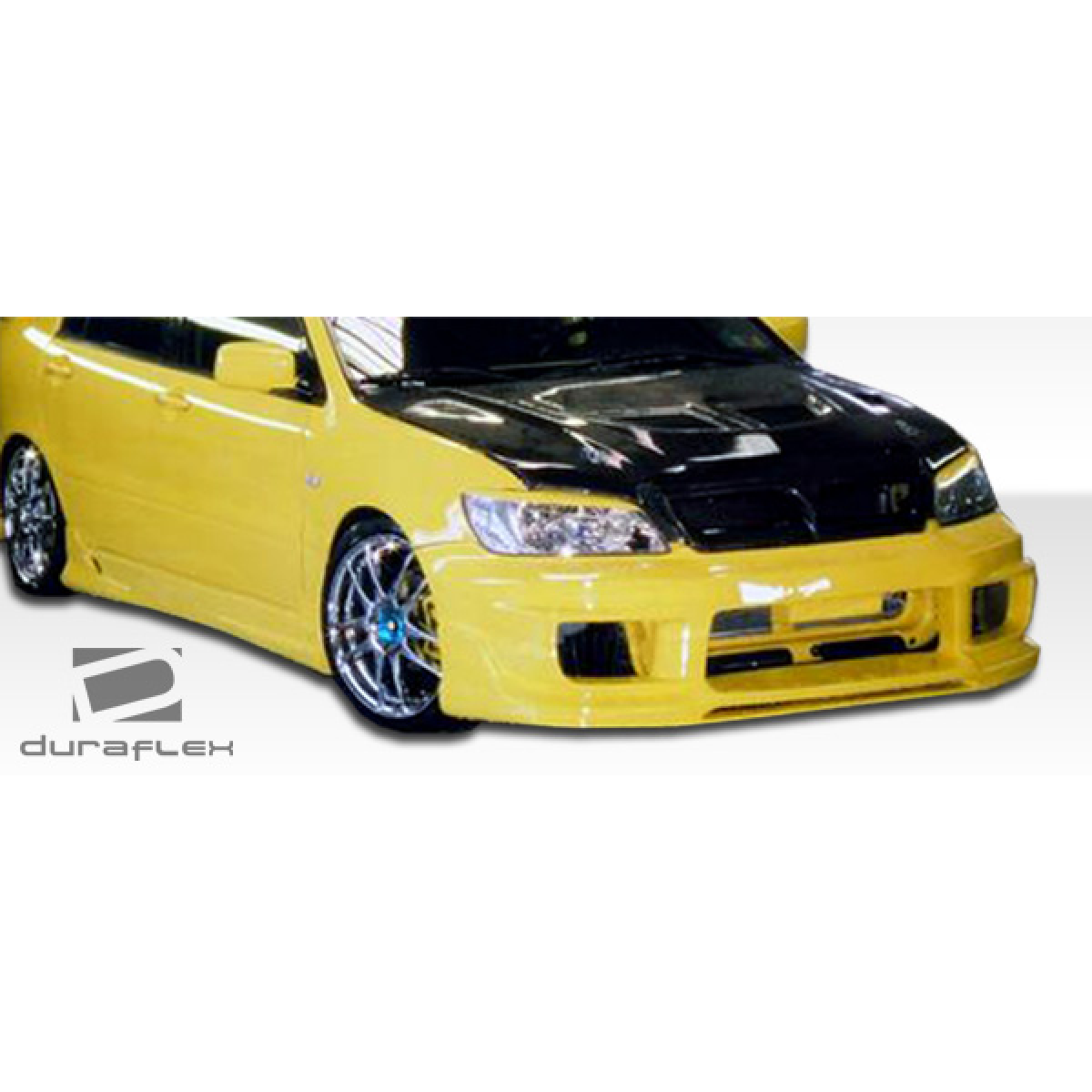 Modify your Mitsubishi Lancer 2002 with our Exterior/Side Skirts - Front angle view of Mitsubishi Lancer with side skirts