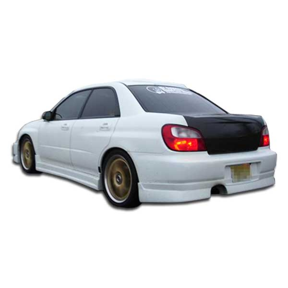 Modify your Subaru Impreza 2002 with our Exterior/Complete Body Kits - Rear angle view of a modified Subaru Impreza