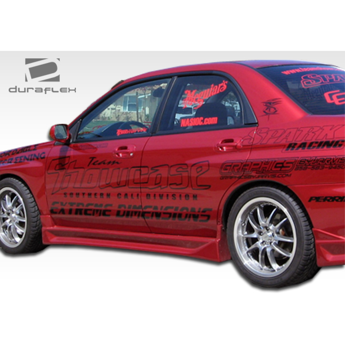 Modify your Subaru Impreza 2002 with our Exterior/Side Skirts - View from a slight side angle showing side skirts