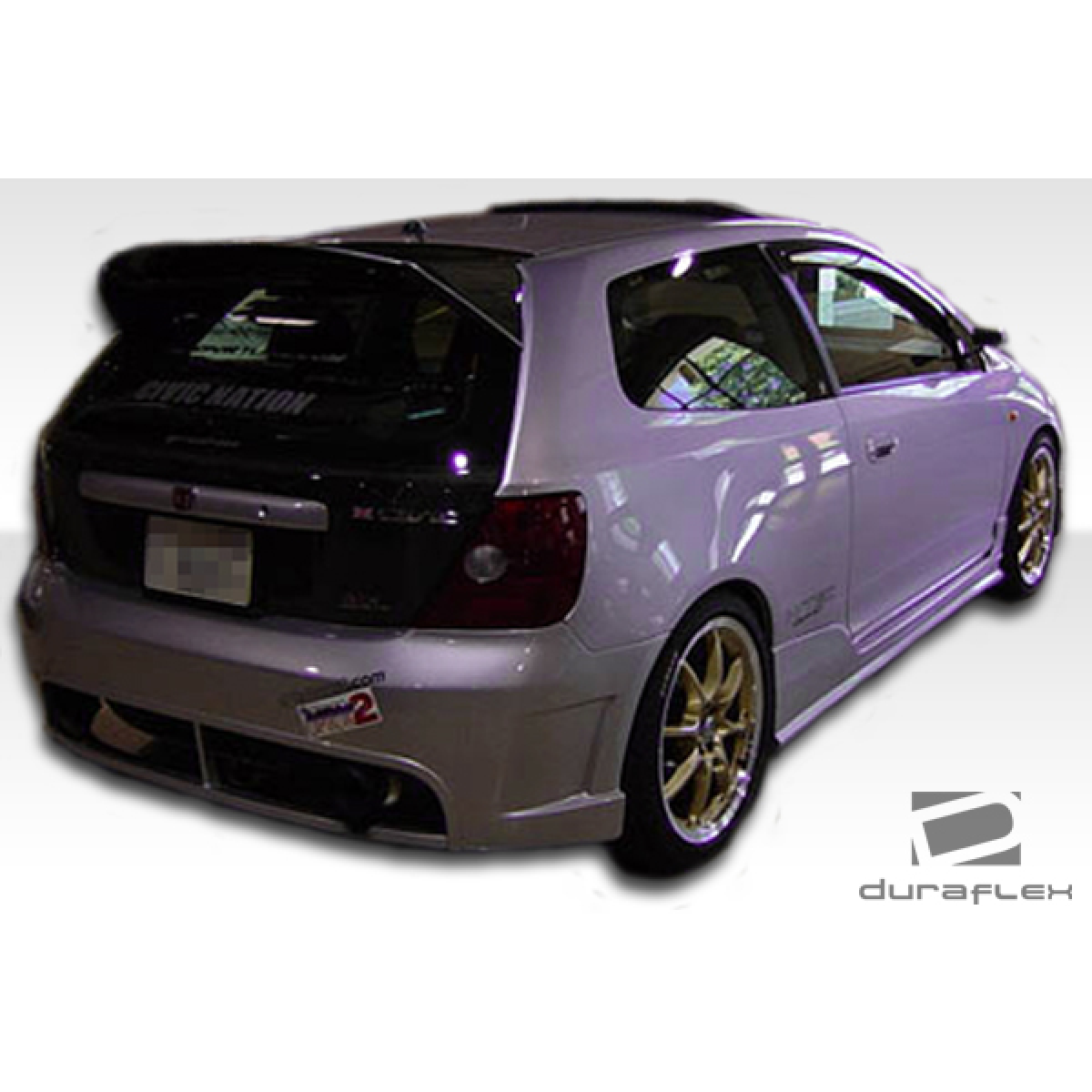 Modify your Honda Civic 2002 with our Exterior/Complete Body Kits - Rear angle view of Honda Civic showing bumper