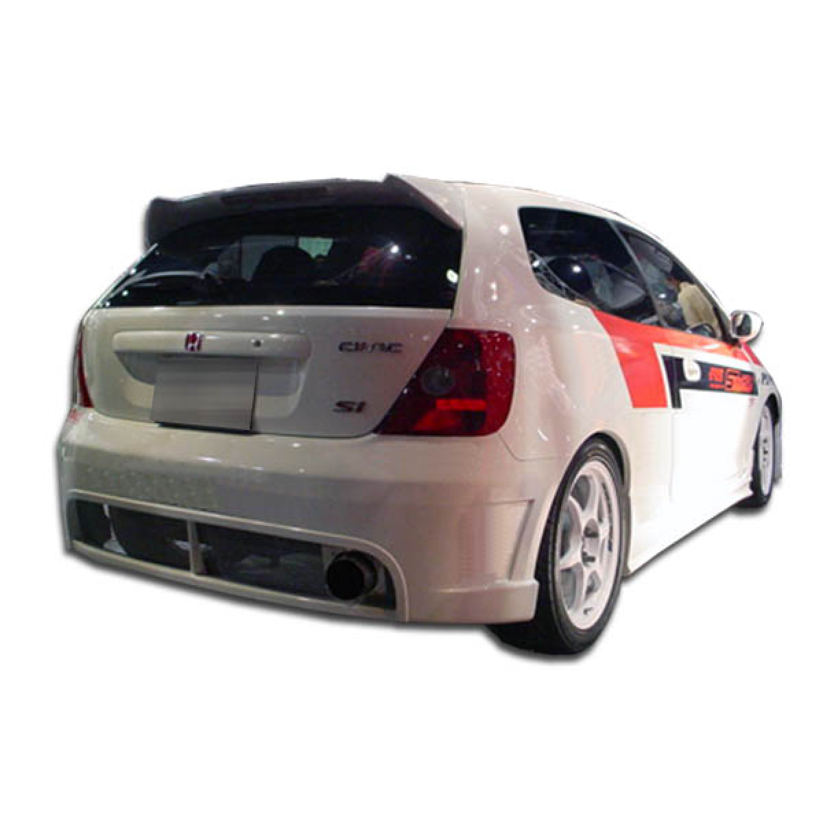 Modify your Honda Civic 2002 with our Exterior/Complete Body Kits - Rear three quarter angle view of the vehicle