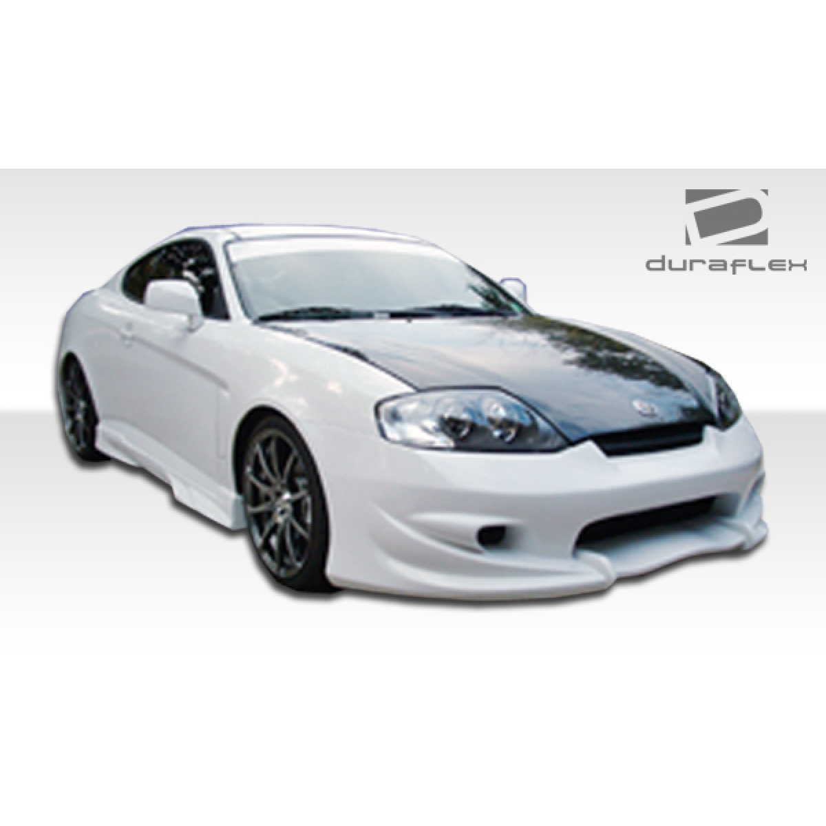 Modify your Hyundai Tiburon 2003 with our Exterior/Front Bumpers or Lips - Front angle view of vehicle with modified bumper