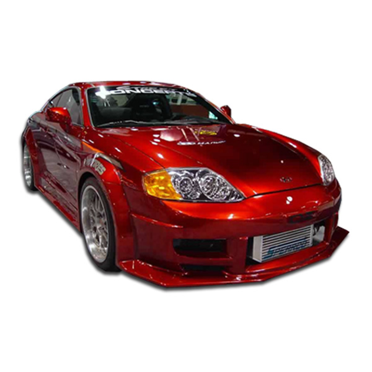 Modify your Hyundai Tiburon 2003 with our Exterior/Front Bumpers or Lips - Front three quarter angle view of the car