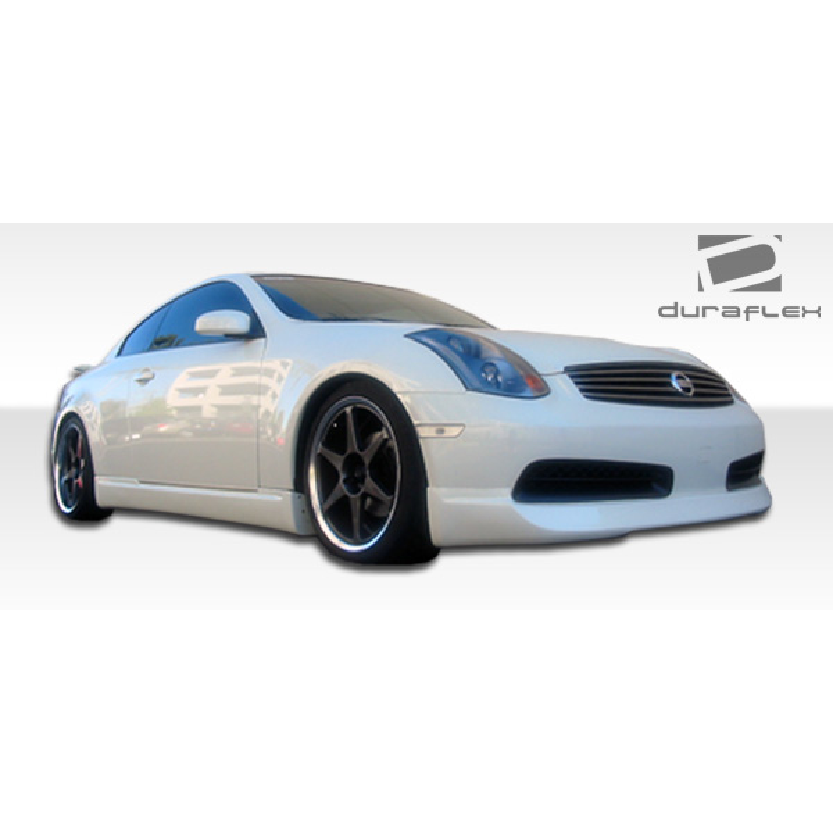 Modify your Infiniti G35 2003 with our Exterior/Side Skirts - Low angle view of vehicle showing side skirts