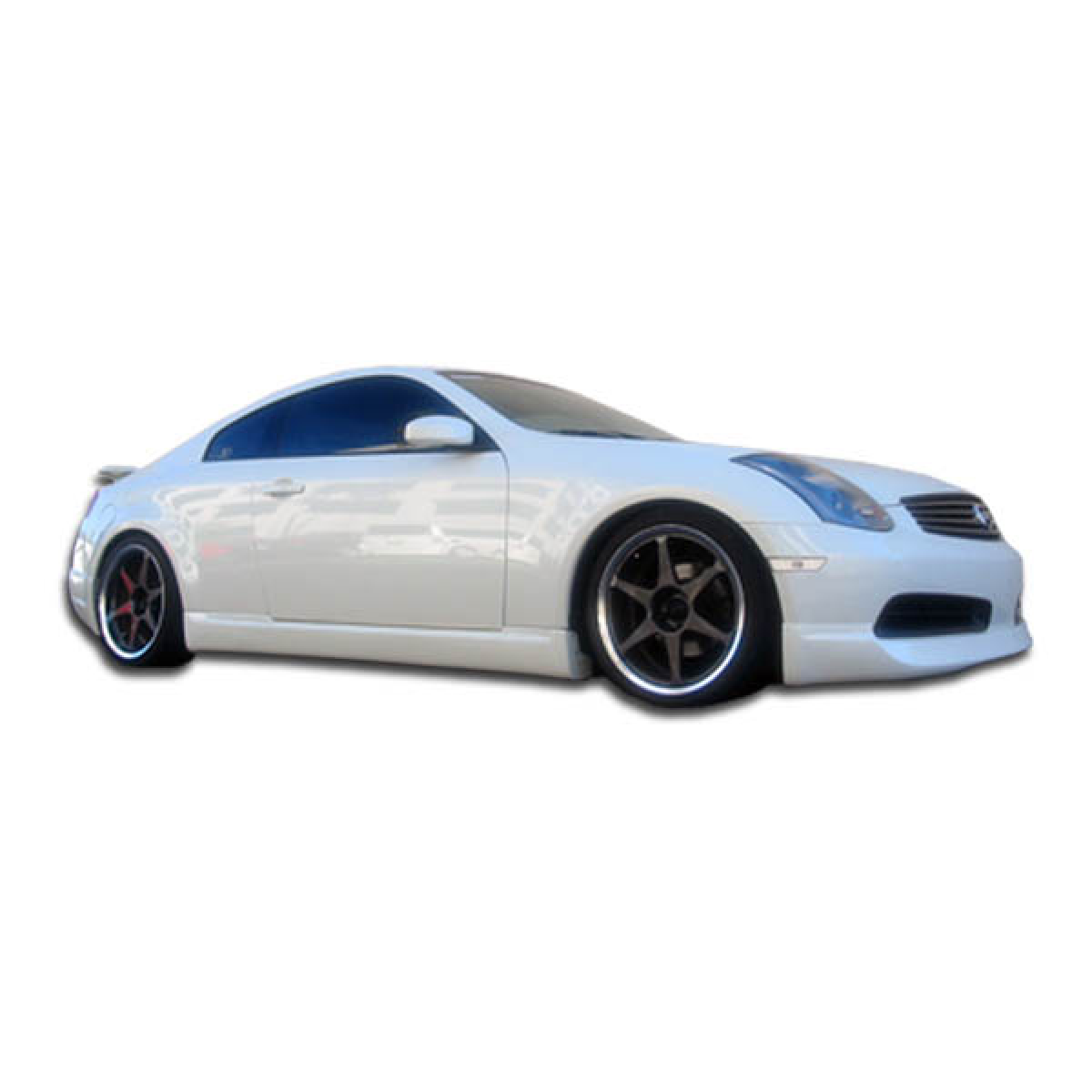 Modify your Infiniti G35 2003 with our Exterior/Side Skirts - Side view angled low to the ground