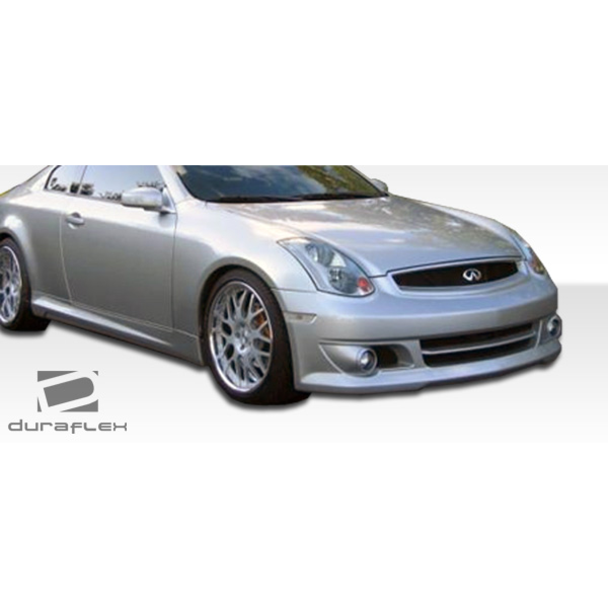 Modify your Infiniti G35 2003 with our Exterior/Side Skirts - Front quarter angle view of the vehicle's side skirts