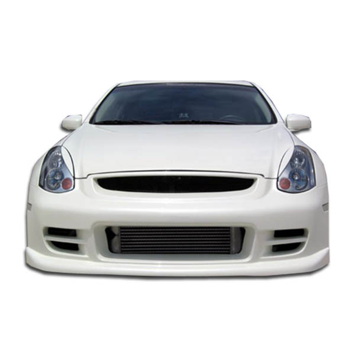 Modify your Infiniti G35 2003 with our Exterior/Front Bumpers or Lips - Front view of bumper part at zero degrees angle