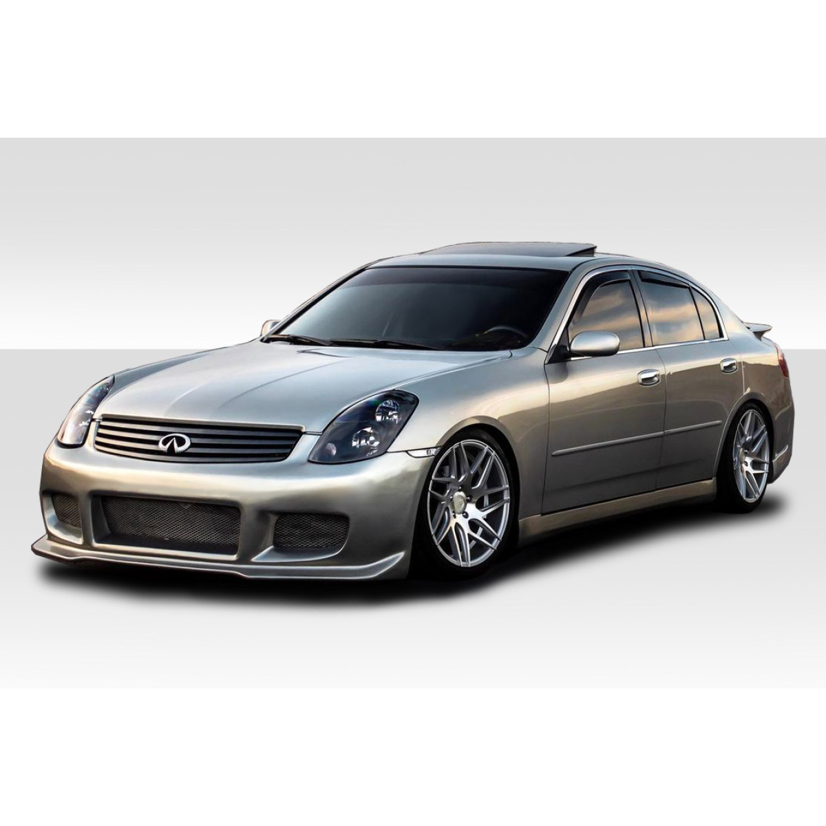 Modify your Infiniti G35 2003 with our Exterior/Front Bumpers or Lips - Front angle of vehicle showcasing bumper design