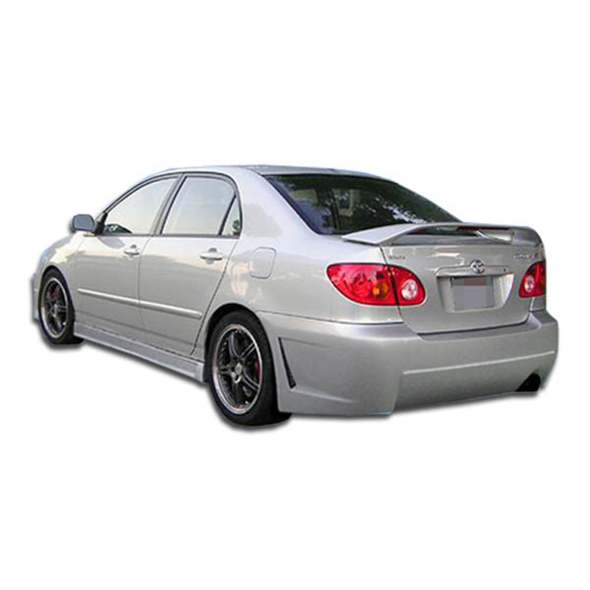 Modify your Toyota Corolla 2003 with our Exterior/Complete Body Kits - Rear three quarter angle view of the vehicle