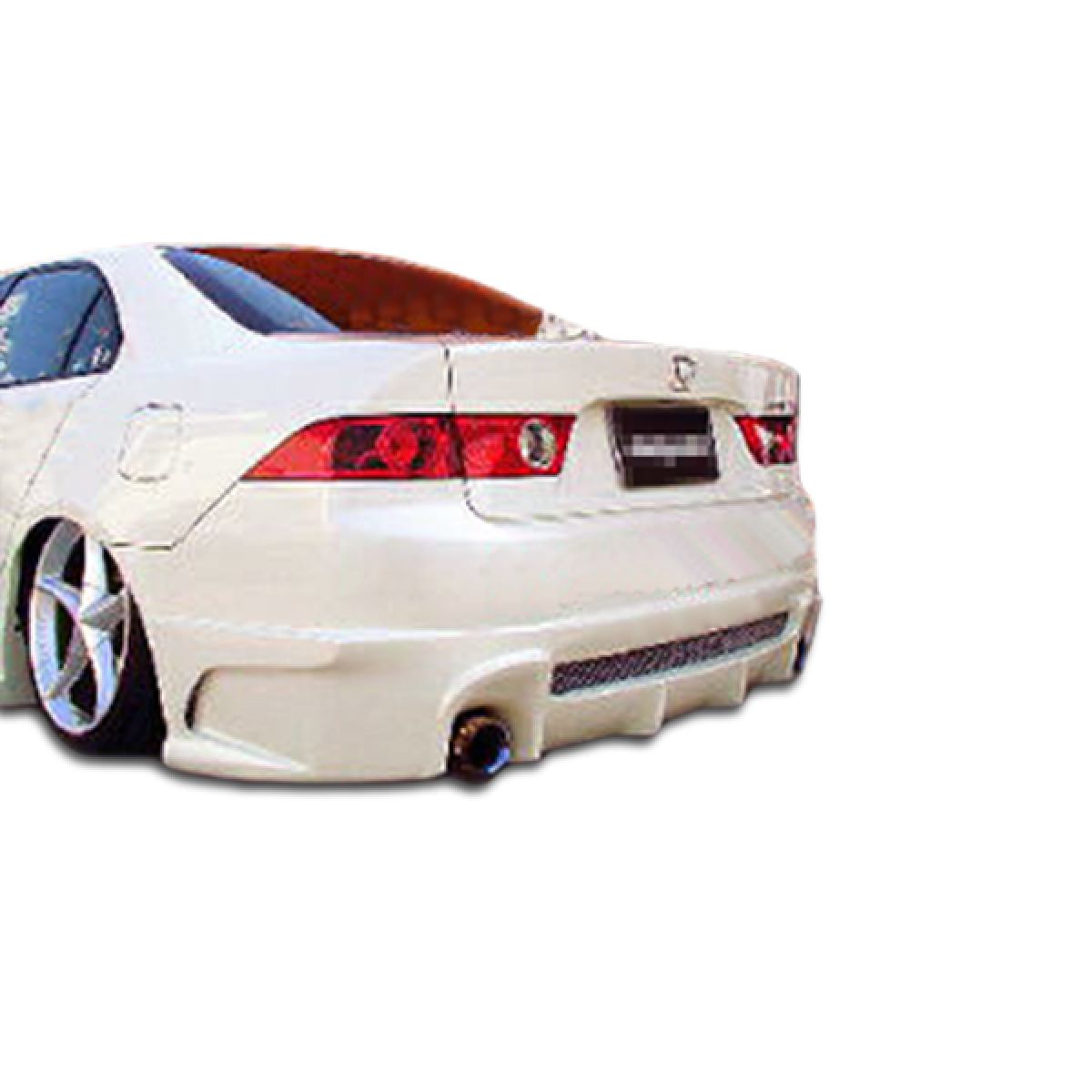 Modify your Acura TSX 2004 with our Exterior/Rear Bumpers or Lips - Image shows rear view angle of the car