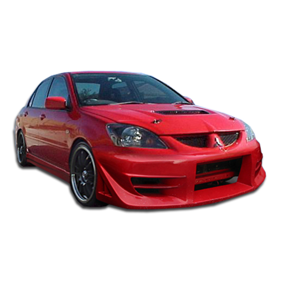 Modify your Mitsubishi Lancer 2004 with our Exterior/Front Bumpers or Lips - Front angle view of modified car