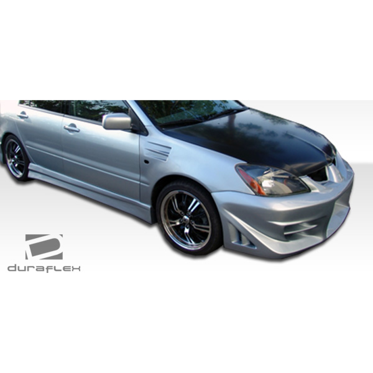 Modify your Mitsubishi Lancer 2004 with our Exterior/Complete Body Kits - Side angle showing side skirts on vehicle