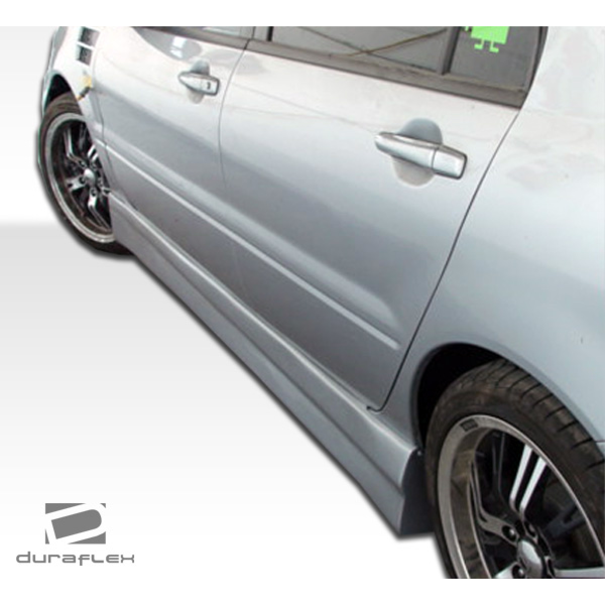 Modify your Mitsubishi Lancer 2004 with our Exterior/Complete Body Kits - Side view at a low angle showing the side skirts